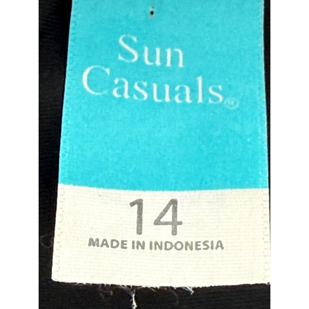 Sun Casuals Womens Pink Black Palm Leaf Halter Tankini Swim Top Sz 14 - Picture 7 of 8